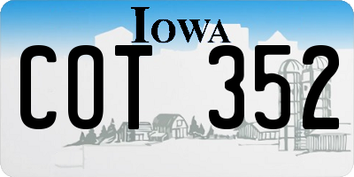 IA license plate COT352