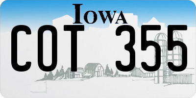 IA license plate COT355