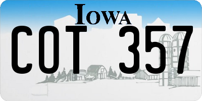 IA license plate COT357