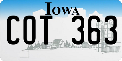 IA license plate COT363