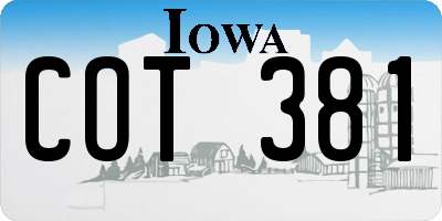 IA license plate COT381