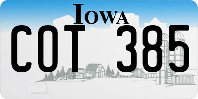 IA license plate COT385