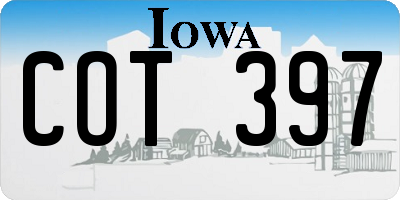 IA license plate COT397