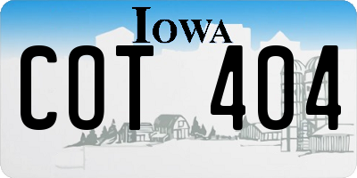 IA license plate COT404