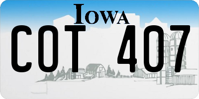 IA license plate COT407