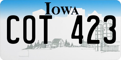 IA license plate COT423