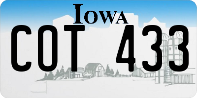 IA license plate COT433