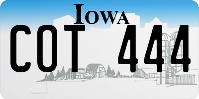 IA license plate COT444
