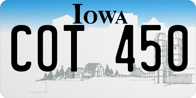 IA license plate COT450