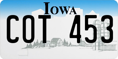 IA license plate COT453
