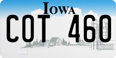IA license plate COT460