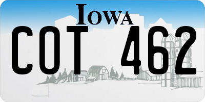 IA license plate COT462