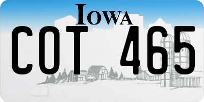 IA license plate COT465