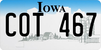 IA license plate COT467