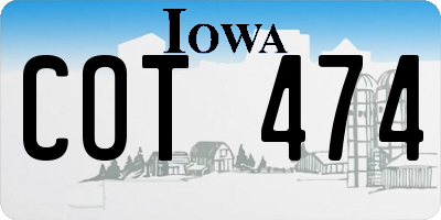 IA license plate COT474