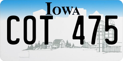IA license plate COT475