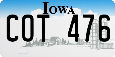 IA license plate COT476