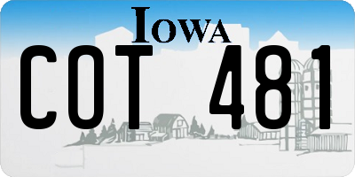 IA license plate COT481