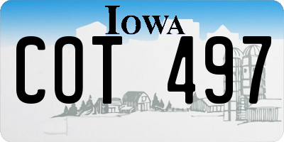 IA license plate COT497