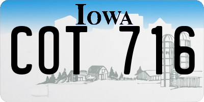 IA license plate COT716
