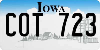 IA license plate COT723