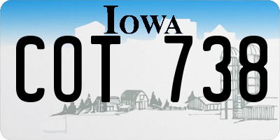 IA license plate COT738