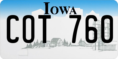 IA license plate COT760