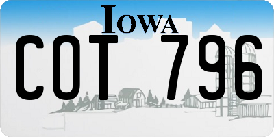 IA license plate COT796