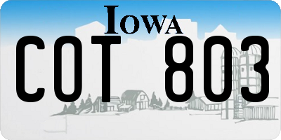 IA license plate COT803