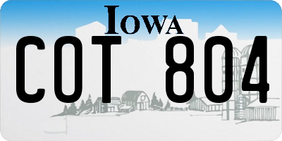 IA license plate COT804