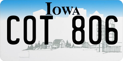 IA license plate COT806