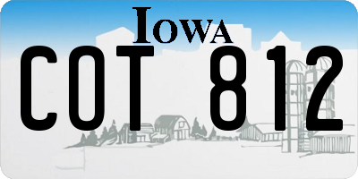 IA license plate COT812