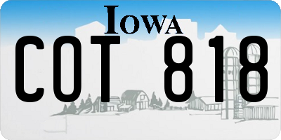 IA license plate COT818