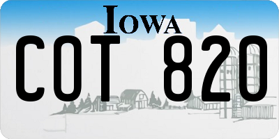 IA license plate COT820