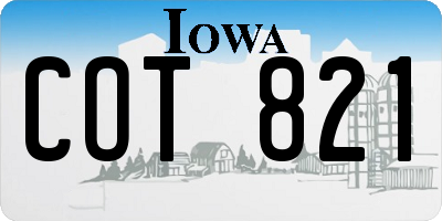 IA license plate COT821
