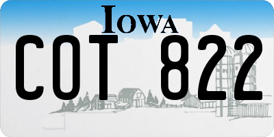 IA license plate COT822