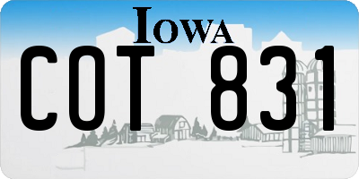 IA license plate COT831