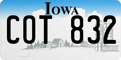 IA license plate COT832