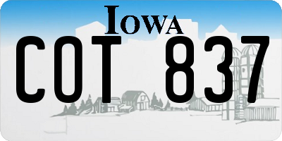 IA license plate COT837