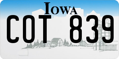 IA license plate COT839