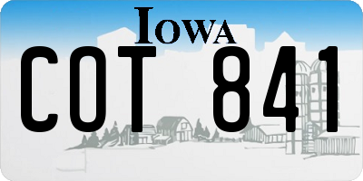 IA license plate COT841