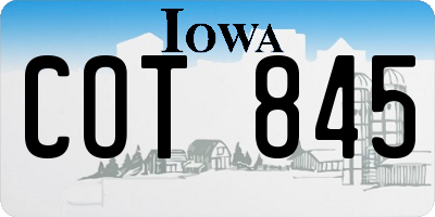 IA license plate COT845