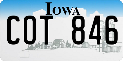 IA license plate COT846