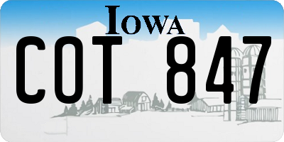 IA license plate COT847