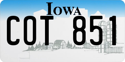IA license plate COT851