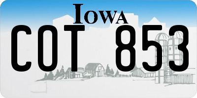 IA license plate COT853