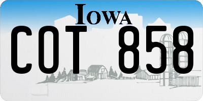IA license plate COT858