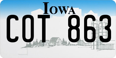 IA license plate COT863