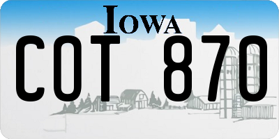 IA license plate COT870
