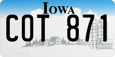 IA license plate COT871